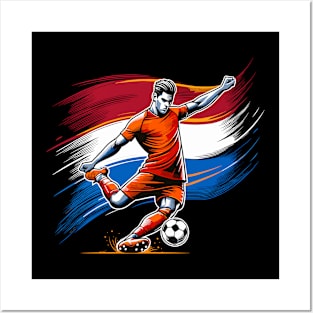 Dynamic Netherlands Soccer Star in Action - Vector Design Posters and Art